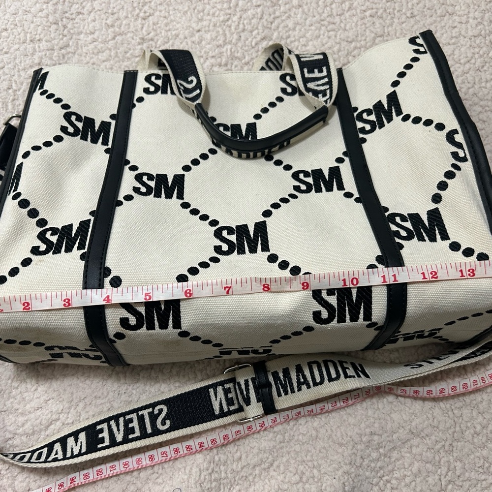 Steve Madden Black and Cream Logo Tote - Picture 7 of 10